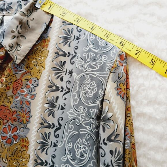 Blouse Sz 14 Floral Gold Gray Business Casual Officewear Secretary Professional - Picture 10 of 16